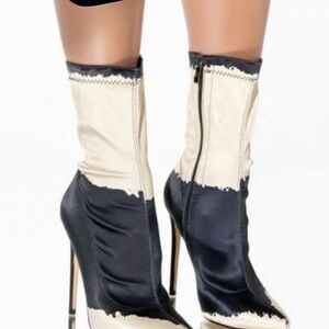 Stylish Black and Cream Ankle Boots
